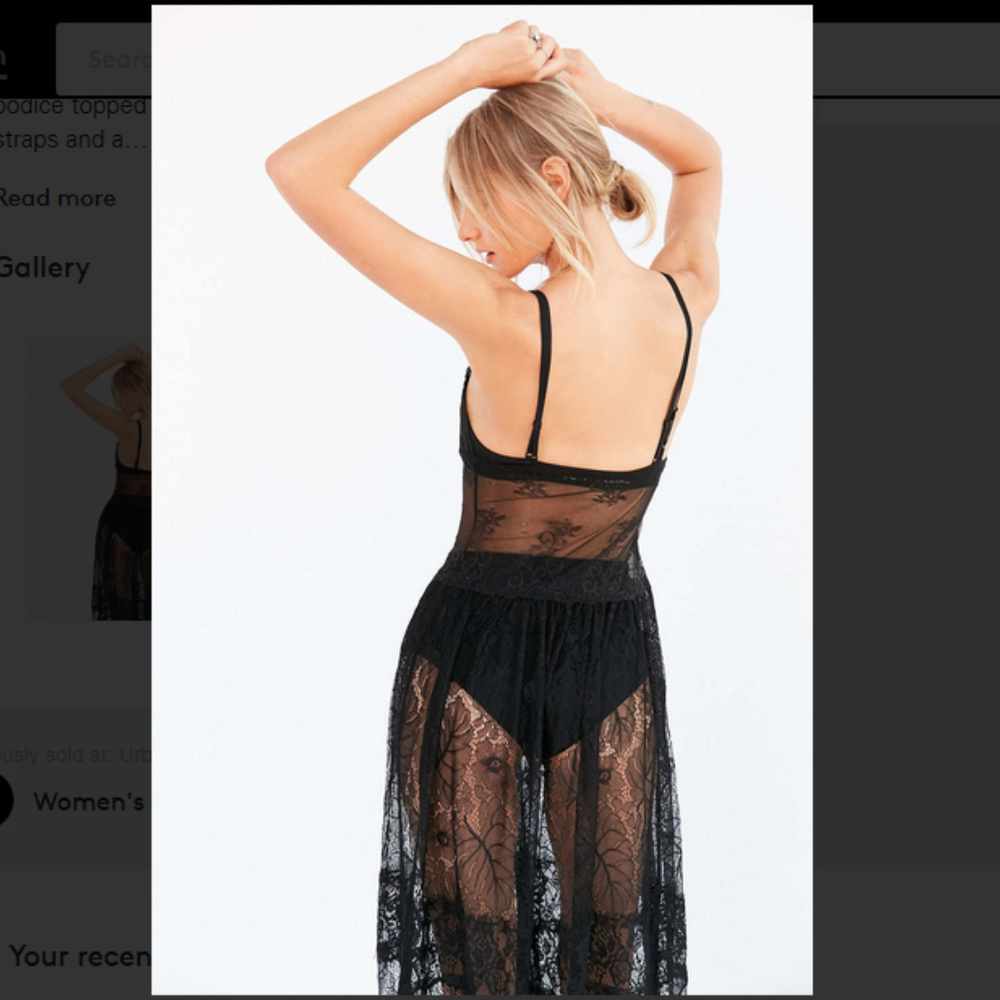 NWOT Kimchi Blue black lace maxi slip dress - Picture 2 of 7
